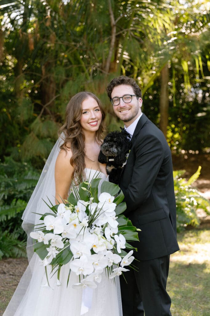Olivia and Mike romantic wedding portraits at tropical private residence in Naples Florida