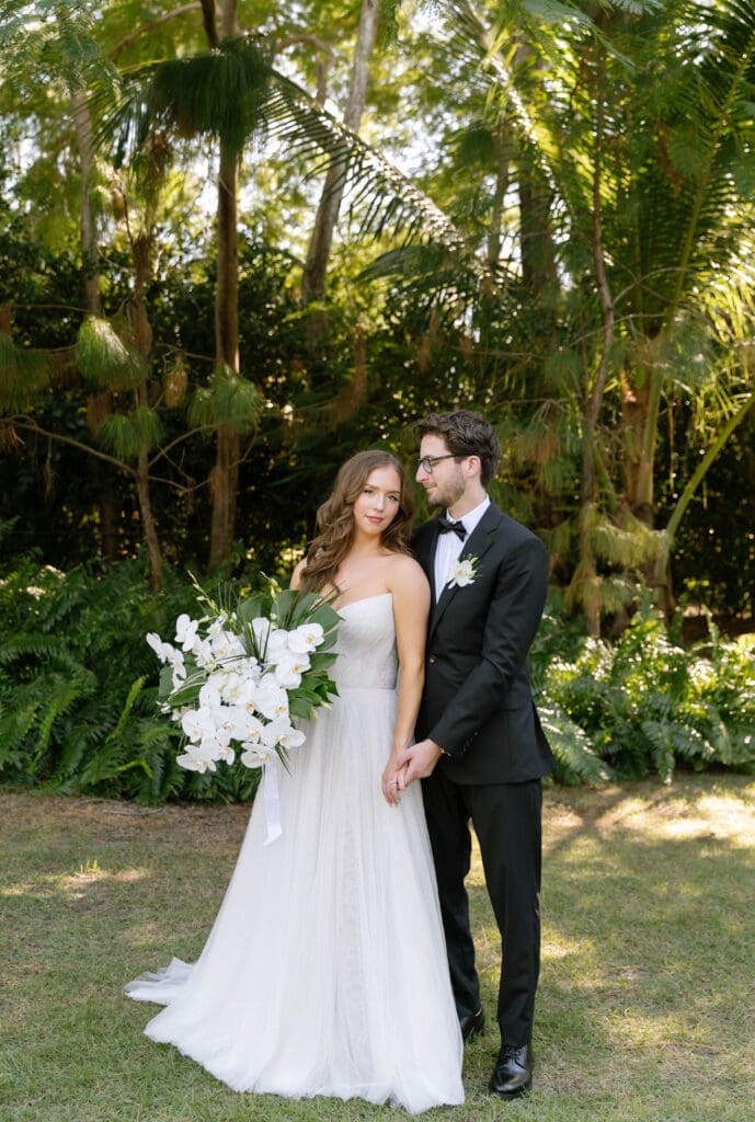 Romantic golden hour portraits at private residence wedding in Naples Florida
