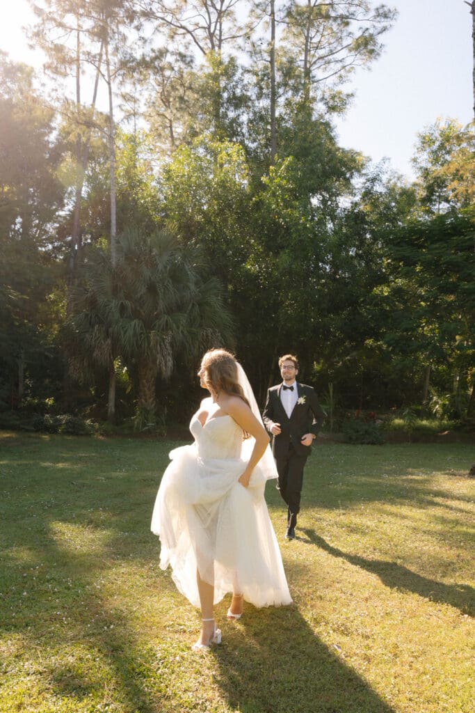 Editorial bride and groom portraits at luxury Naples Florida tropical wedding