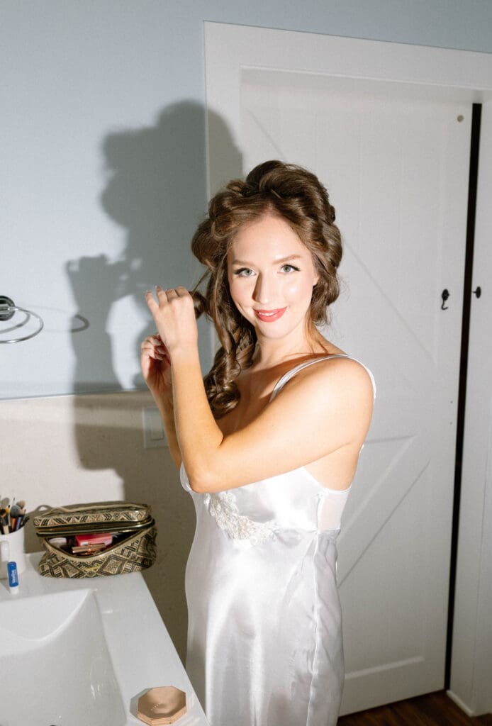 Bride getting ready for tropical private residence wedding in Naples Florida