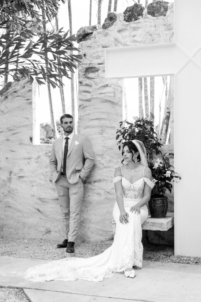 Elegant wedding couple portraits captured by Tampa Bay wedding photographer in Venice Florida