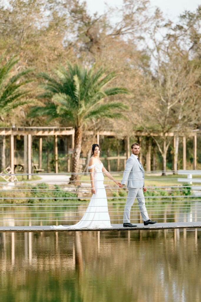 Newlyweds Autumn and Ryan portraits at private residence wedding in Venice Florida